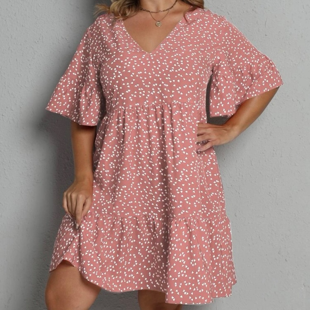 Plus heart print smock dress